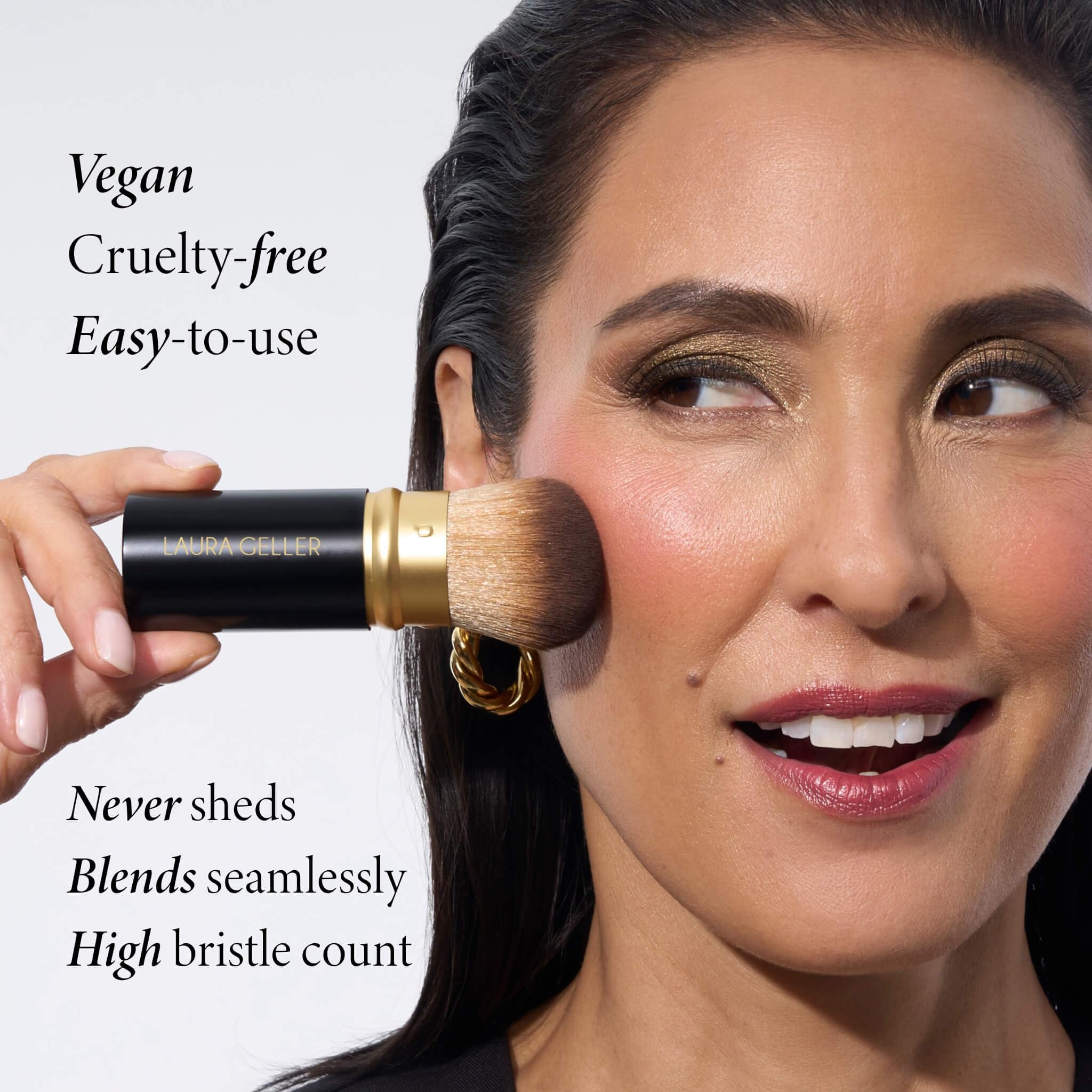 LAURA GELLER NEW YORK Baked Balance-N-Glow Illuminating Color Correcting Foundation - Fair - Retractable Airbrush Kabuki Brush (2 PC) - Image 8