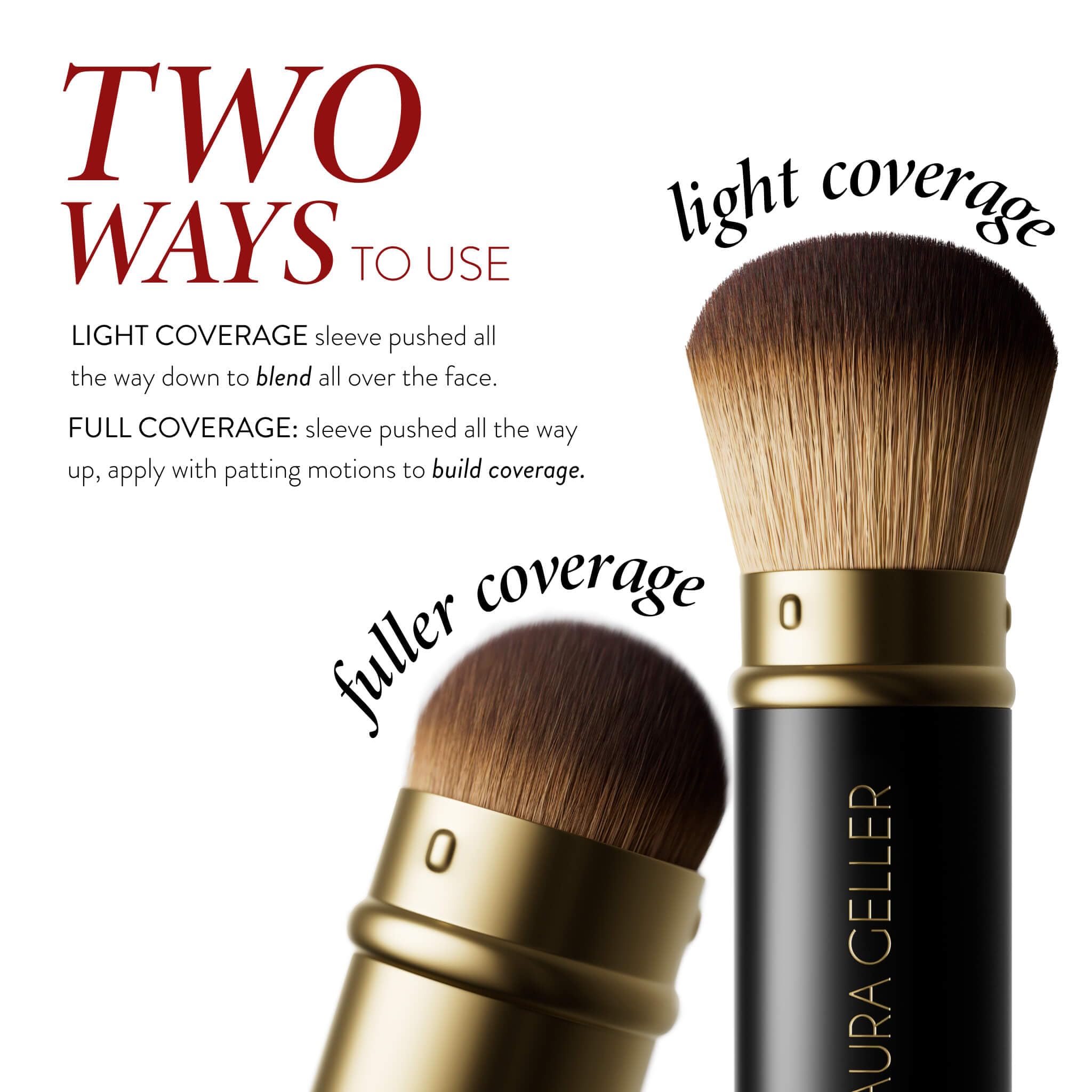 LAURA GELLER Baked Balance-N-Glow Illuminating Color Correcting Foundation - Light - Retractable Airbrush Kabuki Brush (2 PC) - Image 6