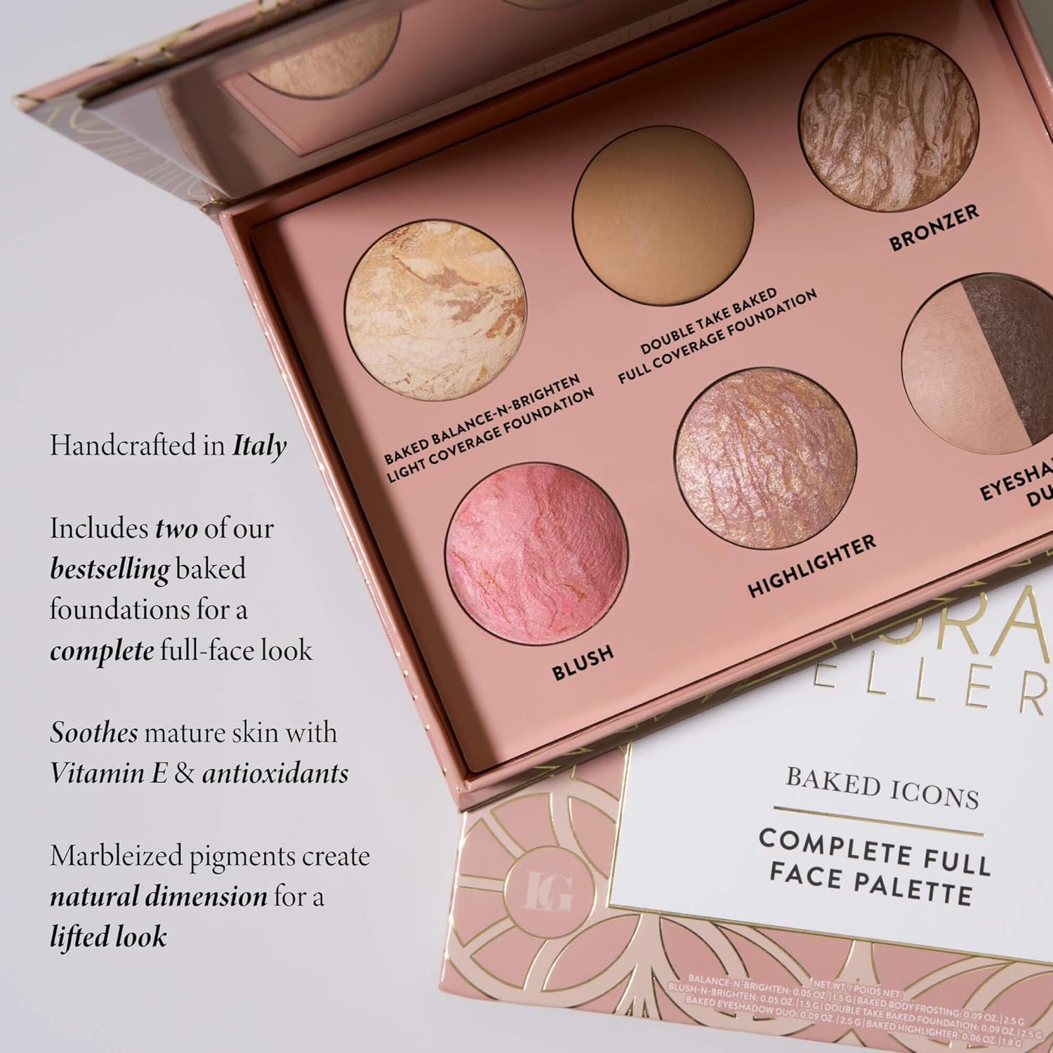 LAURA GELLER Baked Icons Complete Full Face Palette, Fair | All-in-One Makeup Palette with Baked Foundations, Blush, Bronzer, Highlighter, Eyeshadows | Coverage for Mature Skin | Travel-Friendly - Image 3