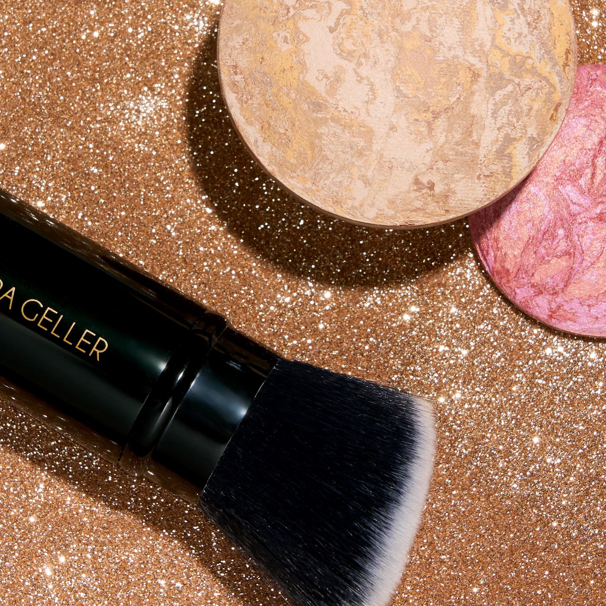 LAURA GELLER NEW YORK 40+ Club Blush-n-Balance 3pc Kit: Baked Balance-N-Brighten Color Correcting Foundation, Tan + Retractable Kabuki Brush + Baked Blush-N-Brighten, Tropic Hues - Image 5