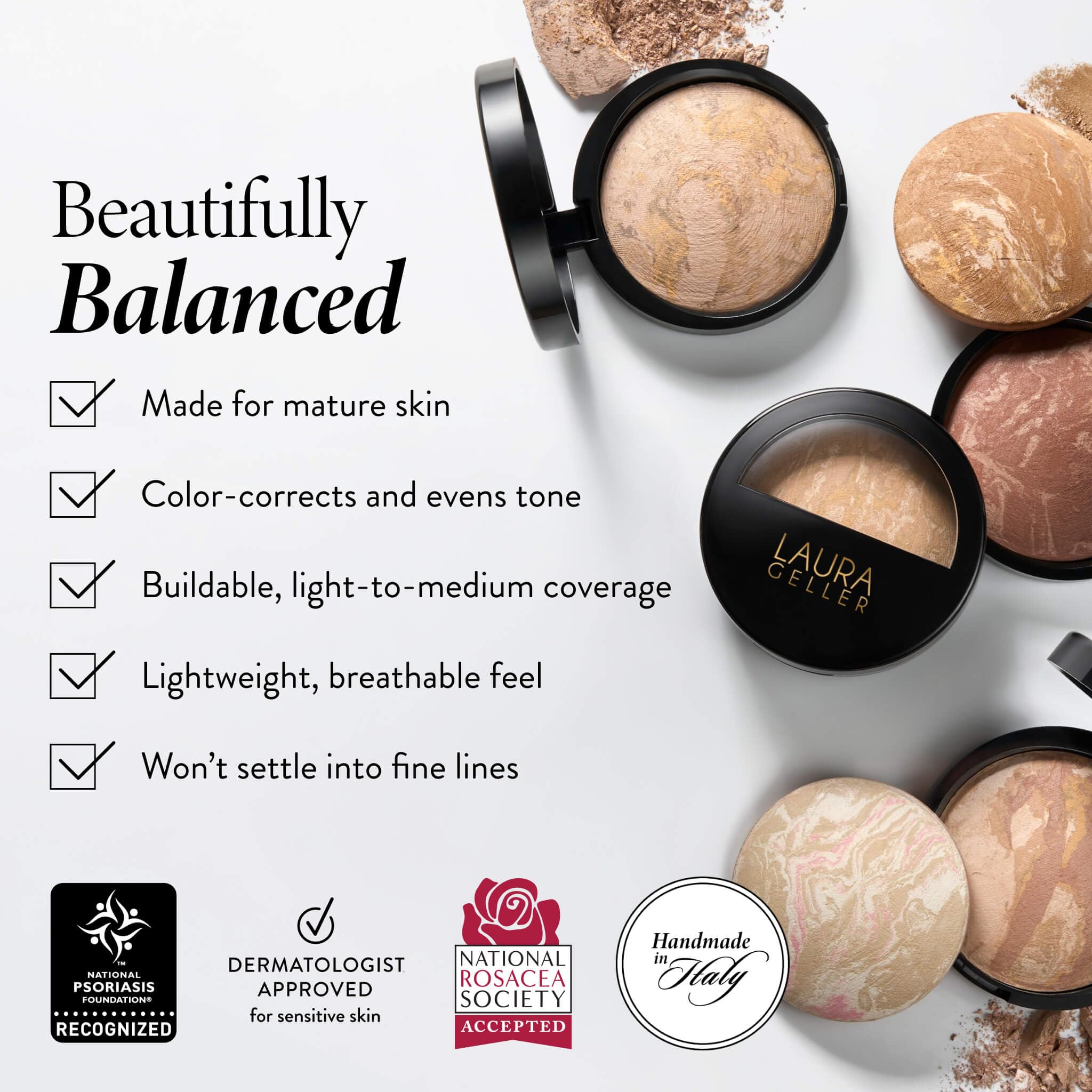 LAURA GELLER NEW YORK Award-Winning Baked Balance-n-Brighten Color Correcting Powder Foundation - Light - Buildable Light to Medium Coverage - Demi-Matte Natural Finish - Image 5