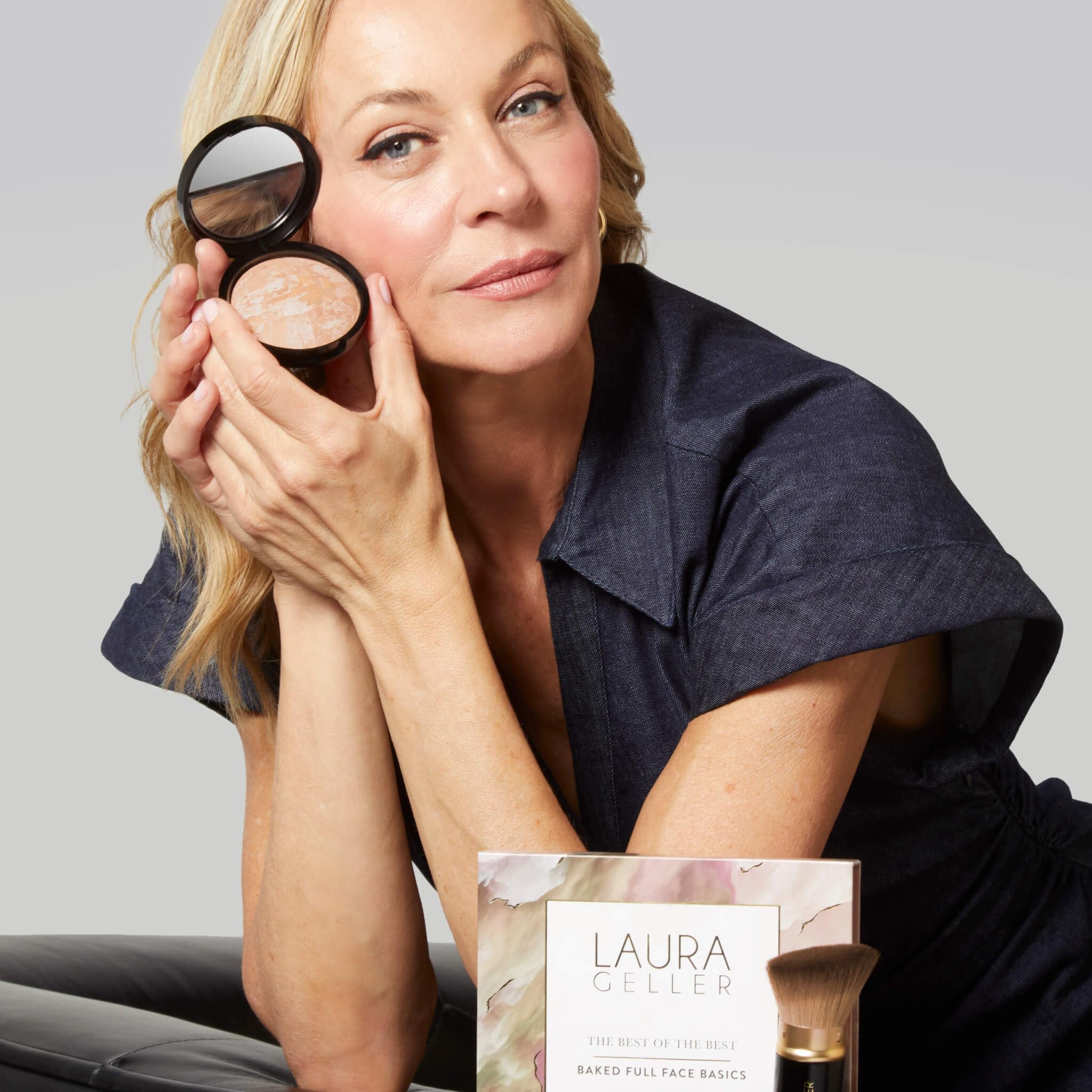 LAURA GELLER NEW YORK Baked Starter Kit: Porcelain - Best of the Best Full Face Palette + Baked Balance-n-Brighten Powder Foundation + Retractable Angled Kabuki Brush Set - Image 5