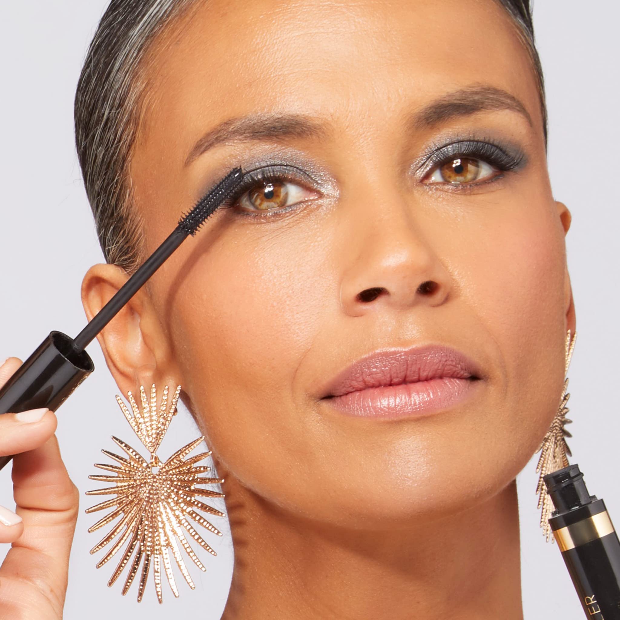 LAURA GELLER NEW YORK Baked Balance-n-Brighten Powder Foundation, Toffee + Retractable Angled Kabuki Brush + Kajal Longwear Length and Volume Black Mascara - Image 9