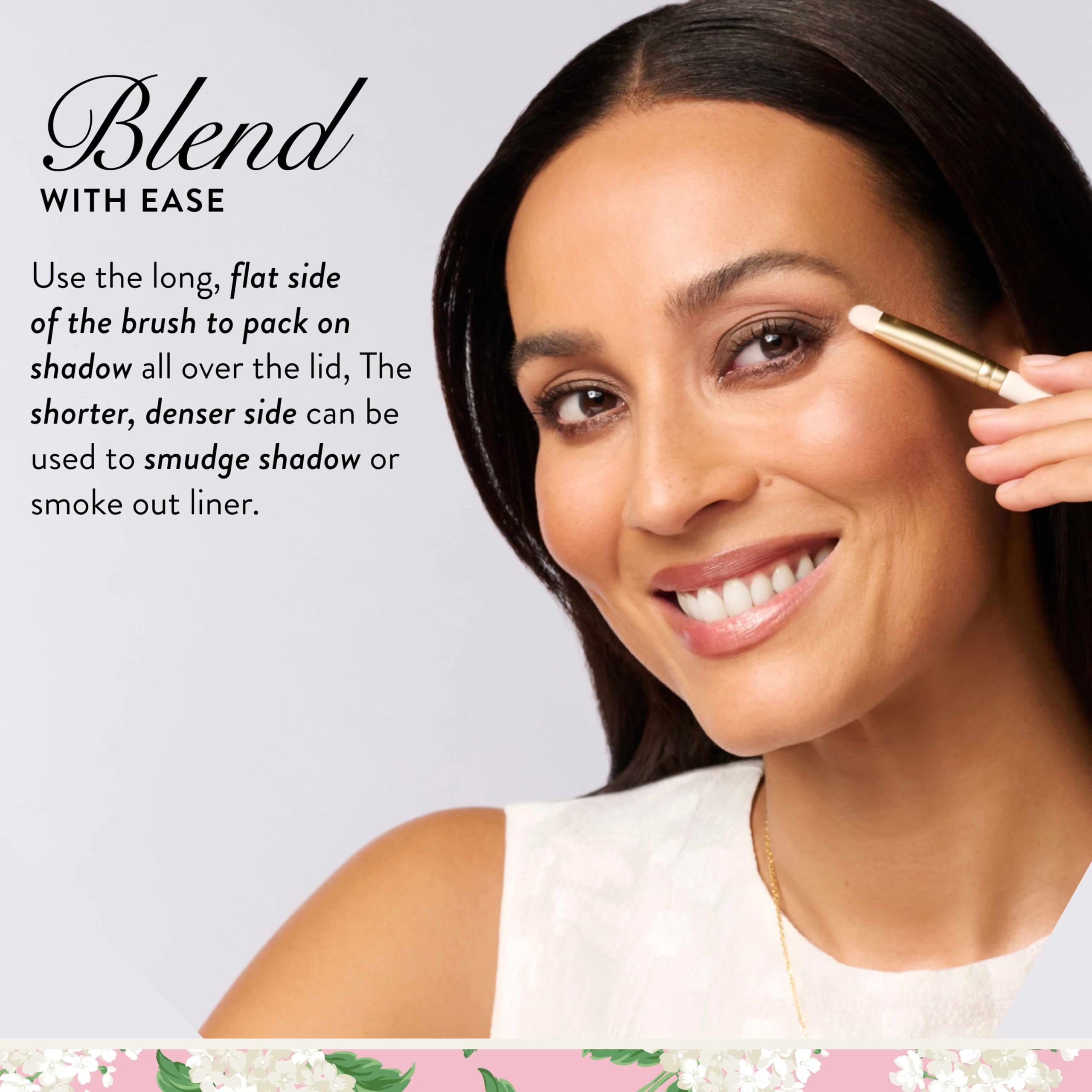 LAURA GELLER NEW YORK Dual-Ended Eyeshadow Brush – Flat Packing & Fluffy Blending Brush for Baked & Pressed Eyeshadow – Limited Edition Draper James Design - Image 3