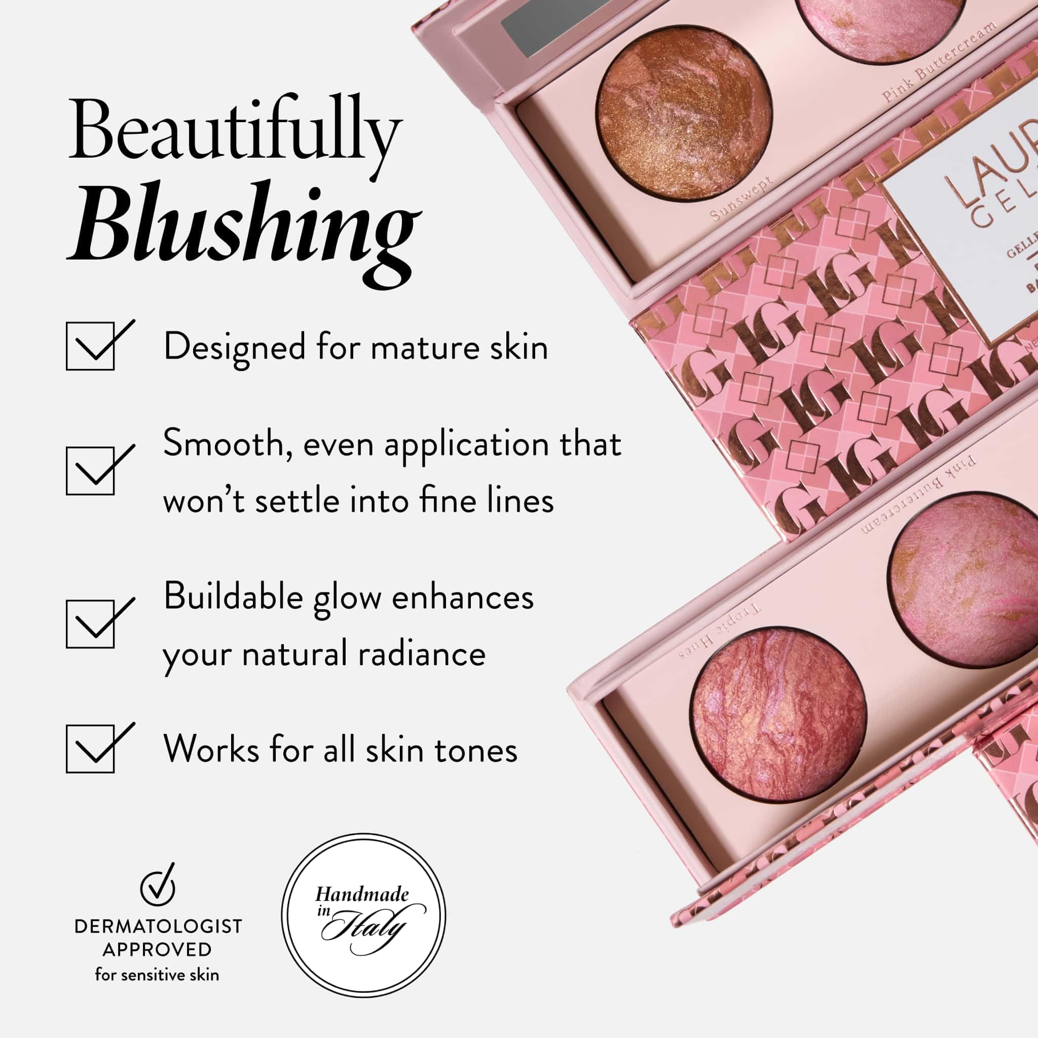 LAURA GELLER NEW YORK Geller's Greatest Blush Crush Baked Blush Trio - Sunswept, Pink Buttercream, Tropic Hues - Blush-n-Brighten Marbleized Blush Palette - All Skin Tones - Image 5