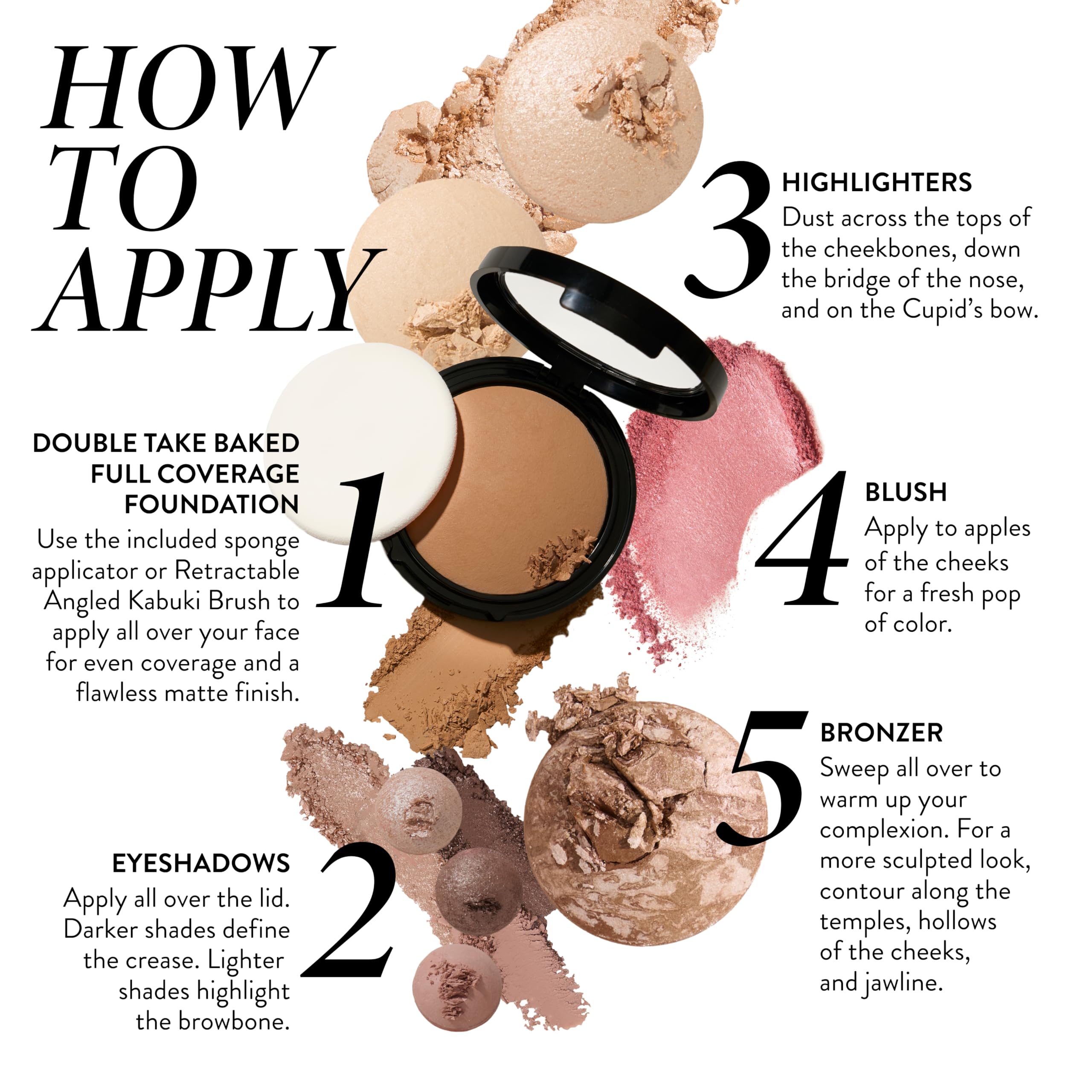 LAURA GELLER NEW YORK Matte Baked Starter Kit - Full Coverage: Double Take Powder Foundation, Deep and Best of the Best Face Palette and Retractable Angled Kabuki Brush - Image 6